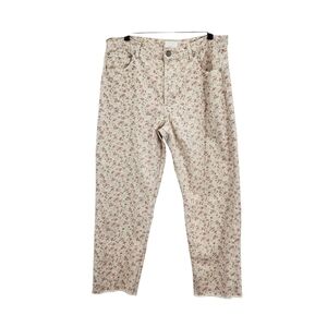 Boyish Women's Cream Floral Rose The High Rise Straight Leg Jeans Sz 31